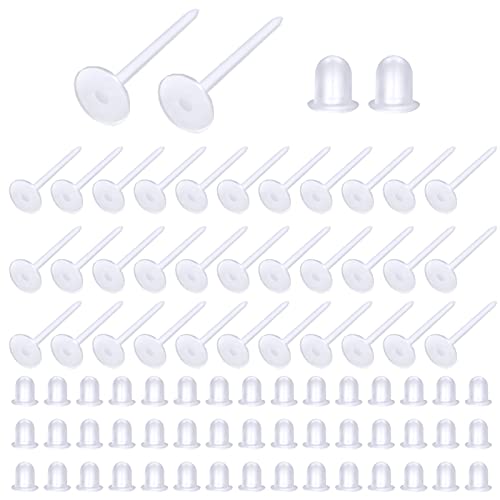 TOAOB 100 Paar transparente Ohrringe Kunststoff Ohrringe Pfosten und Gummi Sicherheitsrücken Klare Ohrstecker Ohrringe Stopper für Schule Ohrstecker DIY Schmuckherstellung Ohrringe Erkenntnisse von TOAOB THE ONE AND ONLY BABY