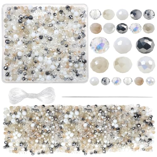 TOAOB 1000 Stück Facettenperlen Weiß 4mm 6mm 8mm Glaskristall Perlen Facettierte Glasperlen für Armbänder Halskette Ohrringe Schmuckherstellung von TOAOB THE ONE AND ONLY BABY