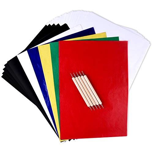 TUPARKA 125 Blatt farbiges Kohlepapier und Transparentpapier mit 5 PCS-geprägten Stift-Werkzeugen, Kohle-Transferpapier für Holzzeichnungen von TUPARKA