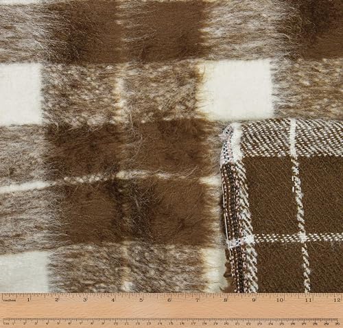 Télio 44723-02-15Y Gebürsteter Tweed Stoff, Polyester, braun/weiß, 58 Inches von Télio