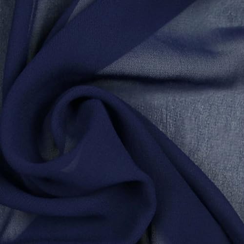125 Farben hochwertiger einfarbiger Chiffon-Stoff aus feinem weichem, durchscheinendem Georgette-Kleiderstoff (Probe (10 cm x 10 cm), marineblau 5740) von Textile Plaza