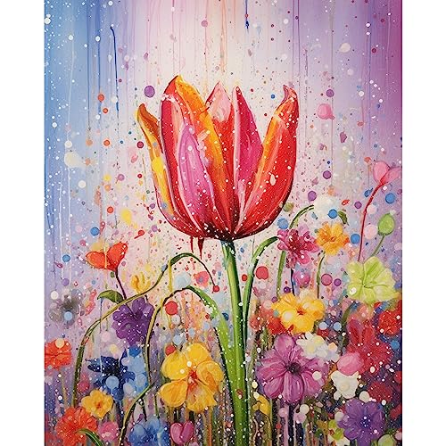 Tucocoo Tulpenblumen Malen nach Zahlen Kits 40x50 cm Leinwand DIY Digitales Ölgemälde für Erwachsene mit Pinseln und Acrylpigment – Schöne Blüte Blumen für Heimwanddekoration Geschenke (ohne Rahmen) von Tucocoo