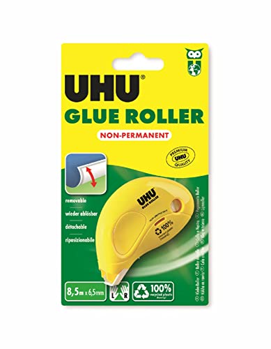 UHU Kleberoller Glue Roller Non-Permanent, Für wieder ablösbares Verkleben von Papier, Karton und Fotos, 9,5 m x 6,5 mm von UHU