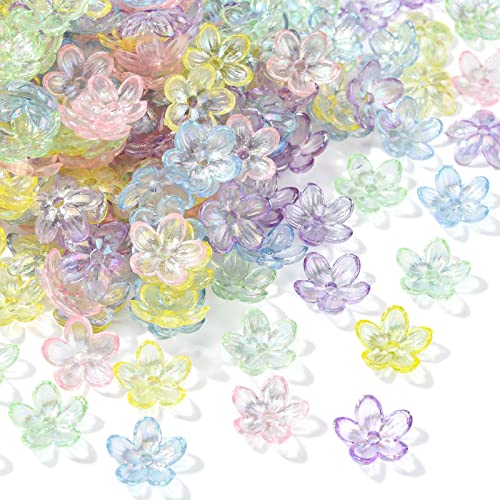 UR URLIFEHALL 300 Stück transparente Acryl-Blumen-Perlenkappen AB-Farbe Blumen-Endkappen für Schmuckherstellung, DIY, Handwerk, Kunstprojekte, Dekoration von UR URLIFEHALL