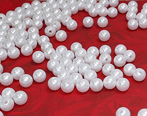 200 Perlen 10mm perlmutt weiß von Unbekannt