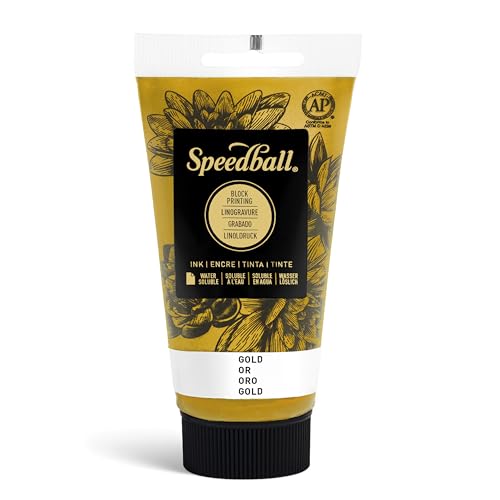 Speedball 3513 Water-Soluble Block Printing Ink – Bold Color with Satin Finish AP Certified 2.5 FL OZ, Gold von Speedball