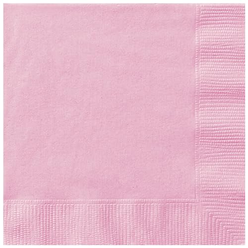 Unique 80052 Papierservietten – 16,5 cm – Hell Rosa Farbe – 50 (1 Stück), Light Pink von Unique