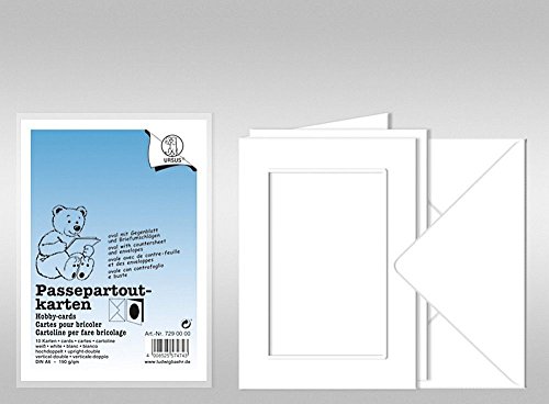 URSUS Passepartoutkarten A6 weiß Ausschnitt rechteckig, 10 Stk mit Kuvert von Ursus