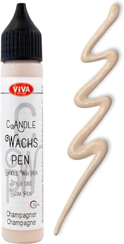 Viva Decor Wachs Pen 28ml (Champagner) Premium Candle Liner & Wax-Pen - Ideal für individuelle Kerzengestaltung - Hochwertiger Wachs-Stift zum Anmalen, Verzieren & Personalisieren von Viva Decor