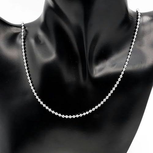 10 Stück/Lot Edelstahl-Halskette mit runden Perlen, 45, 50, 55, 60 cm, große Anhänger-Kugelketten, DIY-Schmuckzubehör für Damen und Herren, Stahlfarbe, 2,0 mm, 50 cm, 10 Stück von YAGNYUOG