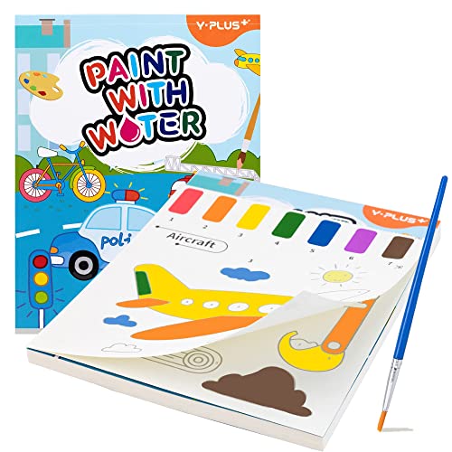 YPLUS Malbuch mit Wasserfarben für Kleinkinder, Aquarell-Malpapier für Kinder im Alter von 1–3, 2–4, magisches Buch, Kunsthandwerksgeschenk zum Zeichnen – Verkehr von YPLUS
