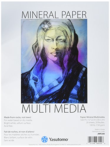 Yasutomo JMP200 Multi-Media-Mineralpapierblock, 22,9 x 30,5 cm, 20 Blatt, Acryl, Mehrfarbig, 0.15x9.5x12.25 cm von Yasutomo