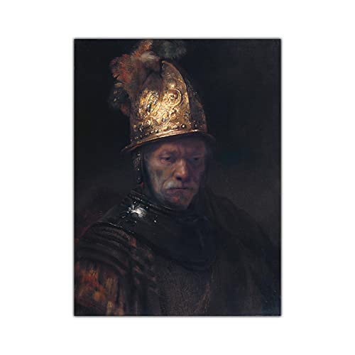 Der Mann mit dem goldenen Helm von Rembrandt-Reproduktion Leinwand Kunstdruck-Weltberühmte Gemälde-Leinwand Wandkunst Wohnkultur 50x70cm Rahmenlos von Yjdppm
