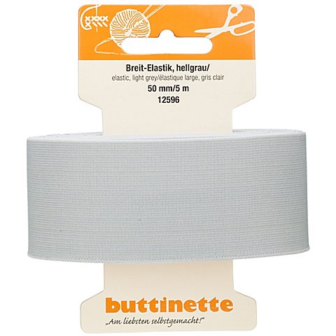 buttinette Gummiband "Breit-Elastik", hellgrau, Breite: 50 mm, Länge: 5 m von buttinette