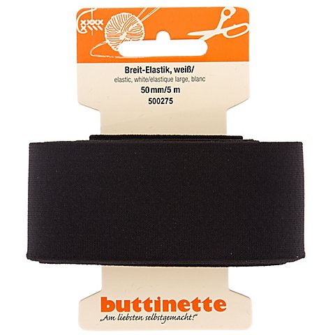 buttinette Gummiband "Breit-Elastik", schwarz, Breite: 50 mm, Länge: 5 m von buttinette