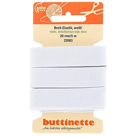 buttinette Gummiband "Breit-Elastik", weiß, Breite: 20 mm, Länge: 5 m von buttinette