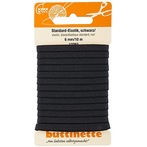 buttinette Gummiband "Standard-Elastik", schwarz, Breite: 6 mm, Länge: 10 m von buttinette