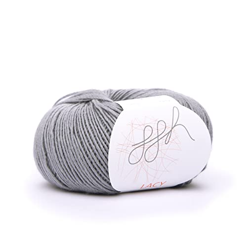 ggh Lacy - Merinowolle mit Seide - 25g Wolle zum Stricken oder Häkeln - Lace-Garn - Farbe 020 - Grau von ggh