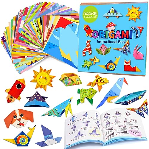 hapray Origami-Set für Kinder im Alter von 6–12 Jahren, 10 Jahre, mit Anleitungsbuch, 98 Blatt Papier mit 47 Mustern, DIY-Kunst- und Bastelprojekte, Aktivität, Anfänger, Kindertagsgeschenk, Kinder, von hapray