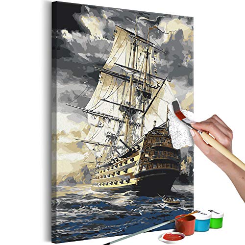 murando - Malen nach Zahlen Meer Segelboot Schiff Himmel 40x60 cm Malset mit Holzrahmen auf Leinwand für Erwachsene Kinder Gemälde Handgemalt Kit DIY Geschenk Dekoration von murando