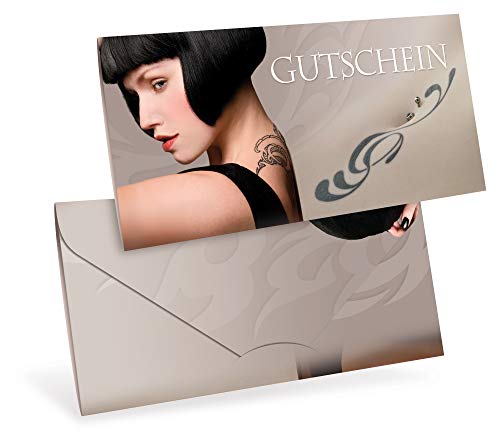 Premium Gutscheinkarten (10 Stück) - Geschenkgutscheine für Tattoo, Piercing, Kunst - DIN lang Faltkarte verschließbar von notizblock24