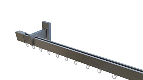 tilldekor Innenlaufsystem Gardinenstange Inline, kantig, Aluminium, 320 cm, 1-Lauf, Edelstahl-gebürstet von tilldekor