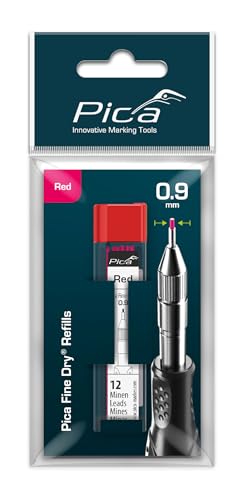 Pika Marker 7031SB Rundminen für Architekturbleistift "Fine Dry", 0.9 mm, rot, 12 Stück, SB-Btl von ピカマーカー(Pica Marker)