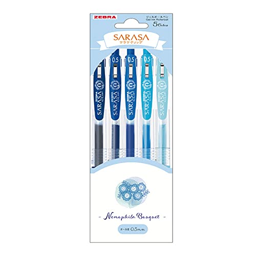 Zebra JJ15-NP-5C Gel-Kugelschreiber, Sarasa-Clip, 0,5 mm, Blumenstrauß, Nemophila, Set mit 5 Farben von ゼブラ(ZEBRA)