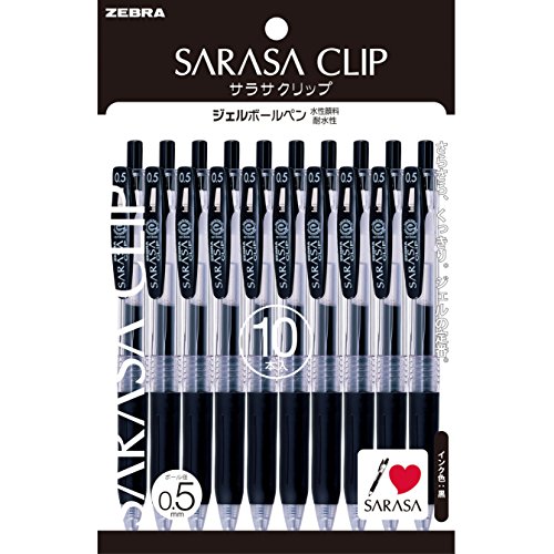 Zebra Sarasa P-JJ15-BK10 Clip Gel-Kugelschreiber, 0,5, schwarz, 10 Stück von ゼブラ(ZEBRA)