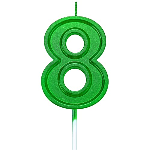 7 cm hohe grüne Geburtstagskerzen, Zahl 8, glitzernd, Grün, "Happy Birthday", Kuchendekoration, Dekoration und Feiern, für Erwachsene/Kinder, Party, Backen, 7 cm, Nummer 8, Grün von ZYZYZK