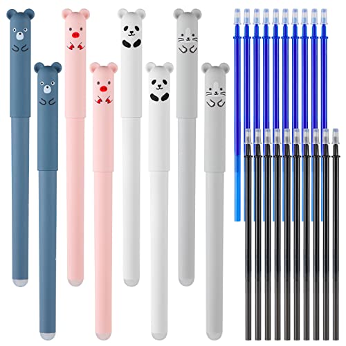 通用 8 Stück Süße Panda Löschbarer Gelstift, Magischer Rub Gel Stift Süße Kugelschreiber mit 10 Blaue und 10 Schwarze Nachfüllungen Gelschreiber Llöschbar für Kinder,Studenten,Erwachsene (0.35mm) von 通用