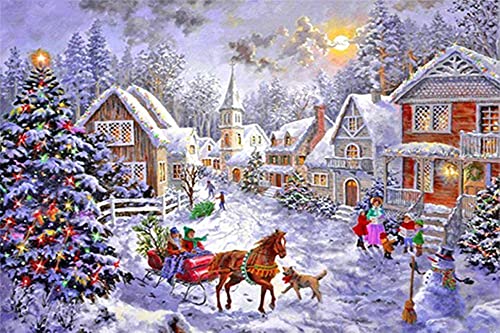 Abillyn 5D Diamond Painting Kits Full Drill, Weihnachten Schnee Landschaft Diamant Kunst Kreuzstich von Diamonds (Weihnachten) von 通用