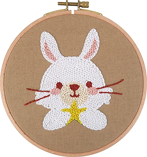 Abillyn Punch Needle Starter Kit für Anfänger, Punch Needle Fabric with White Rabbit Pattern Yarn Hoop and Embroidery Pen (Rabbit) von 通用