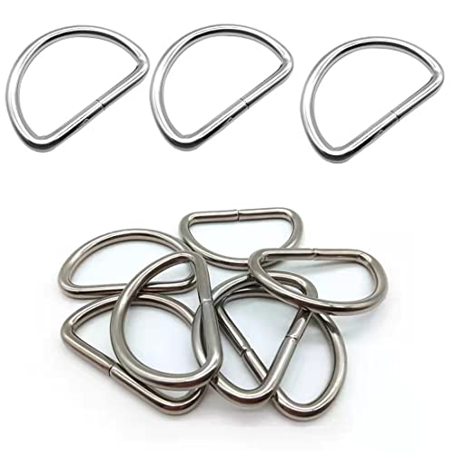CL-Link 30 Stück Metall D Ringe Schnalle 32mm D-Ringe Stahl D-Ringe Halbringe Silber für Rucksack Gürtelschnallen Taschen Gürtel Handtaschen Bastelzubehör von DITK-U