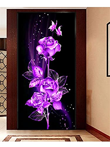 DIY 5D Diamant Painting kits für Erwachsene/Kinder, Lila Rose Diamond Painting Bilder Crystal Strass Stickerei Kreuzstich Mosaik Gemälde Handwerk Art, für Home Wand-Decor Round drill,70x140cm von 壱岐の華