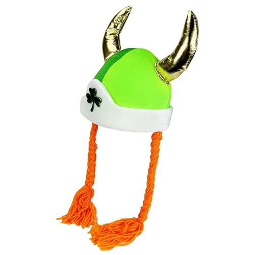 Grüner Kleeblatt-Hut, St. Patrick's Day Hut - Irischer St. Patrick's Horn Hut | Niedliche Festliche Kopfbedeckung, Weiches Mittelalter Kostüm für Cosplay, Versammlung von ノーブランド品