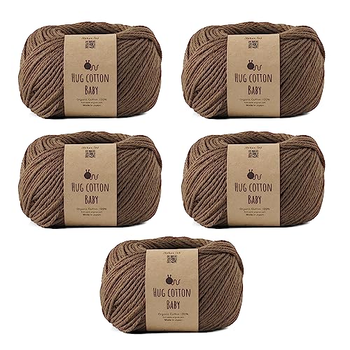 Harawool Strickwurm-Garn, 5 Knäuel, Baumwolle, Baby-Mitteldick, 30 g, 100 % Baumwolle, hergestellt in Japan (6. Braun) von 原ウール