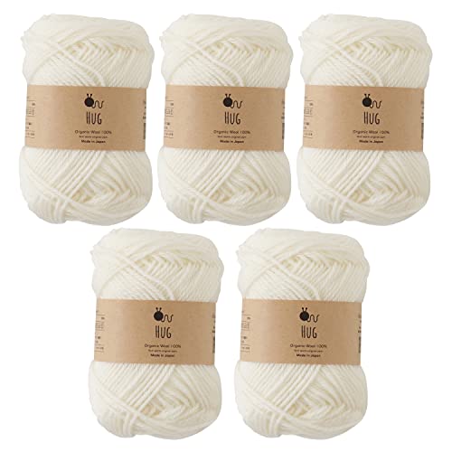 原ウール Knitworm HUG Garn, 5 Knäuel, fein, 30 g, 100 % organische Wolle, hergestellt in Japan (1. Kinari) von 原ウール
