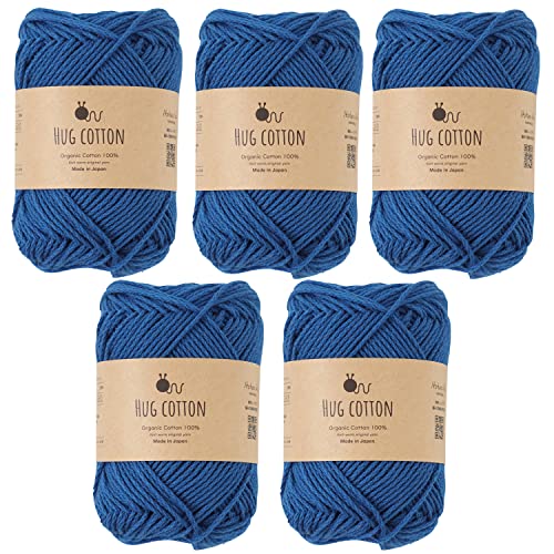 原ウール Knitworm Hug Baumwollgarn, 5 Knäuel, fein, 30 g, 100 % Baumwolle, hergestellt in Japan (10. Blau) von 原ウール