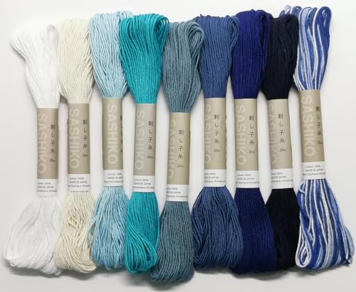 Olympus Sashiko-Garn, 20 m, 100 % Baumwolle, Weiß und Blau, 9 Farben Olympus Sashiko-Garn, 20 m, 100 % Baumwolle, Weiß und Blau, 9 Farben von Olympus Thread