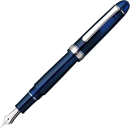 プラチナペン Platinum Füllfederhalter #3776 Century Rhodium Finish Chartres Blue, Bold PNB-18000CR#51-B mit Kanji LOVE Aufkleber von プラチナペン