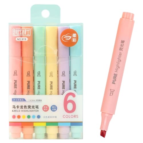 Textmarker Bulk, Book Highlighter - Ästhetische Marker, 6 bunte Textmarker - Praktischer, Mehrzweck-Textmarker für Kinder, Zuhause, Arbeit, Jugendliche von ノーブランド品