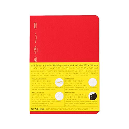 0 Stalogy 365 Tage Notizbuch, A6, Rot €“ S4112 von ニトムズ(Nitoms)