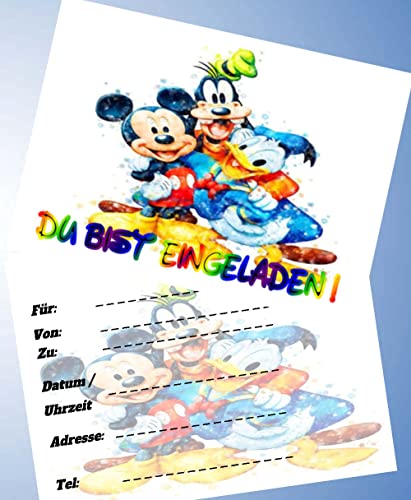 000 10 Einladungskarten für Geburtstag Partys und Kindergeburtstag Micky Maus Nr. 1 von 000