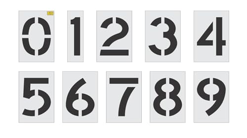 Zahlen-Set, Schablonen-Set, 30,5 cm, Parkplatz, Pflastersteine, 0,3 cm (0,317,5 cm), PRO-Grade LDPE, 12-teiliges Zahlen-Set von 1-800-Stencil