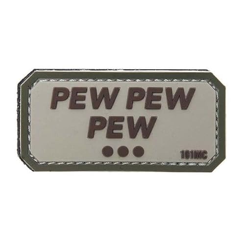 3D PVC Rubber Patch Pew Pew Pew, beige Klett Abzeichen Applikation von 101 INC