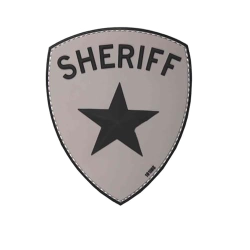 3D Sheriff Patch Abzeichen Aufnäher 10,5 x 8,5 cm grau Karneval Kostüm Fasching von 101 INC.