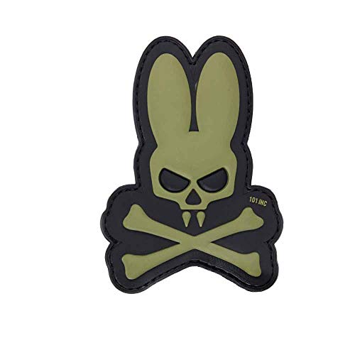 3D Patch Skull Bunny with Bones Hase mit Knochen Abzeichen Aufnäher 9 x 6,5 cm grün von 101 INC.