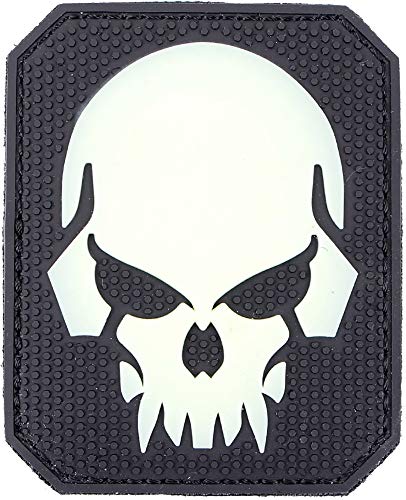 3D Rubber Patch Skull Totenkopf Abzeichen Glow in The Dark - nachleuchtend im Dunkeln von 101 INC