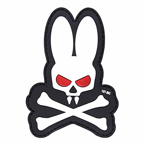 3D Patch Skull Bunny with Bones Hase mit Knochen Abzeichen Aufnäher 9 x 6,5 cm weiß von 101 Inc.